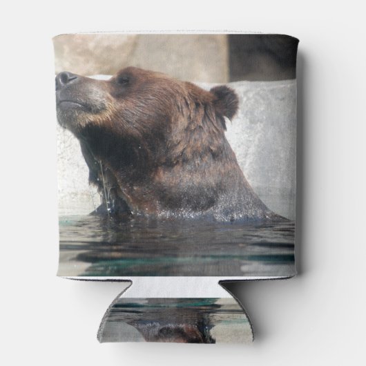 Cute Grizzly Beer dat in het water speelt Blikjeskoeler (Achterkant)