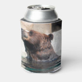 Cute Grizzly Beer dat in het water speelt Blikjeskoeler (Blikje Achterkant)