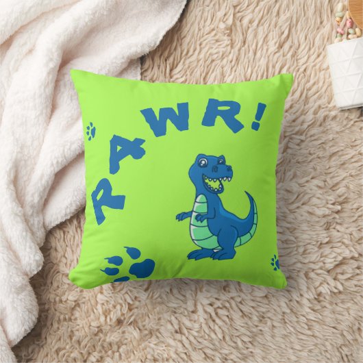 Cute | Groen blauw | RAWR Dinosaur | KINDER Kussen (Deken)