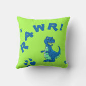 Cute | Groen blauw | RAWR Dinosaur | KINDER Kussen (Achterkant)