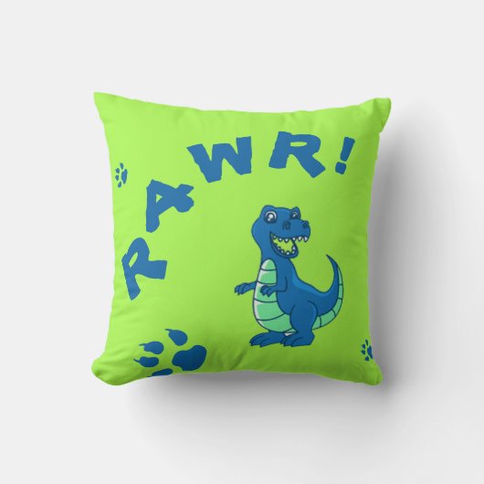 Cute | Groen blauw | RAWR Dinosaur | KINDER Kussen (Voorkant)