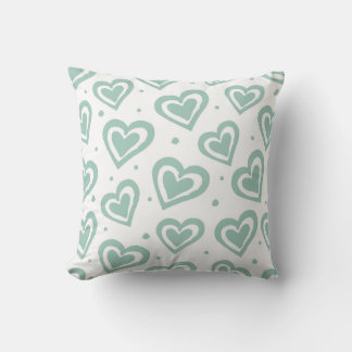 Cute Groen en Wit Hart Patroon Kussen