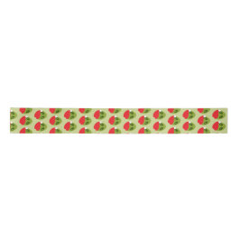 Cute Groene Alien in Kerstmannenhoed Patroon Satijnen Lint