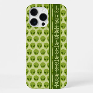 Cute Groene Alien Patroon met Je Naam in Glyphs iPhone 16 Pro Max Hoesje