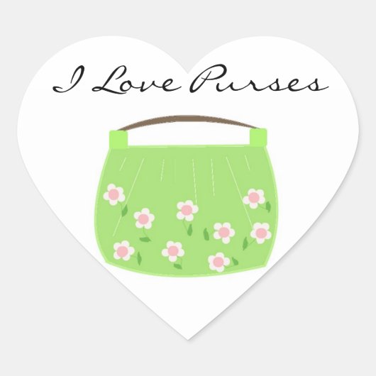 Cute Groene Bloem Tas Hart Sticker (Voorkant)