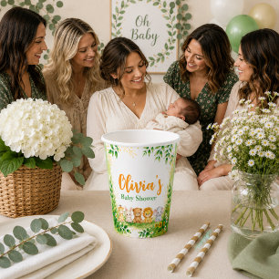 Cute Groene Botanische Jungle Dieren Baby Shower Papieren Bekers