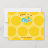 Cute groene cartoon walvis feestje foto voor kinde bedankkaart (Voorkant)