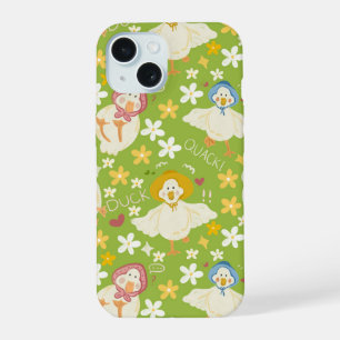 Cute Groene Eend & Madeliefje Naadloos Patroon iPhone 15 Case