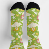 Cute Groene Eend & Madeliefje Naadloos Patroon Sokken (Top)
