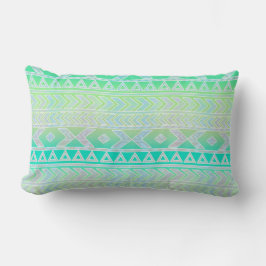 Cute groene en turquoise Azteekse stijlpatroon Kussen