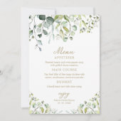 Cute Groene Eucalyptus Bruiloftsborrel Menu Kaart (Voorkant)