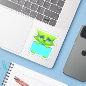 Cute groene fantasiewezen schrootboek sticker (Laptop met iPhone)