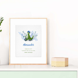 Cute Groene Geboortestatistieken Dinosaurus Jongen Poster