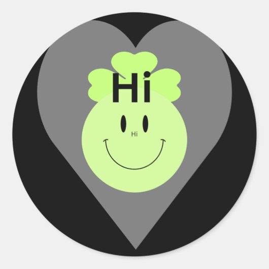 Cute groene 'Hallo' hartsticker  Ronde Sticker (Voorkant)