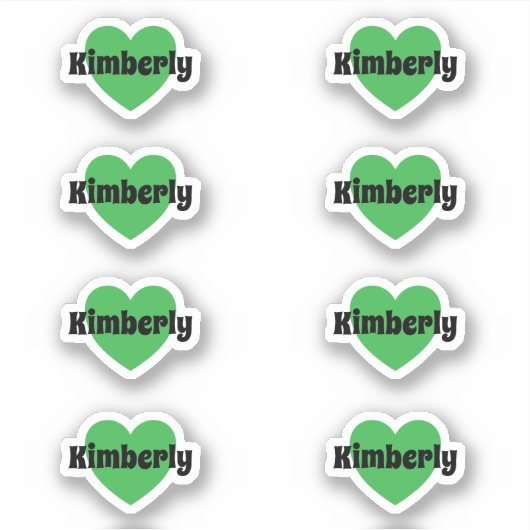 Cute Groene Hart Sticker Met Aanpasbare Naam (Voorkant)