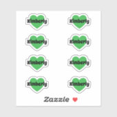 Cute Groene Hart Sticker Met Aanpasbare Naam (Vel)