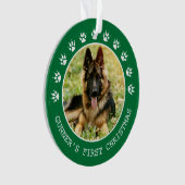 Cute groene hond pootafdrukken fotolijstje Kerstmi Ornament (voorkant)