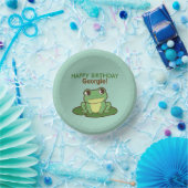 Cute Groene Kikker Verjaardagsfeest Bord  (Feest)