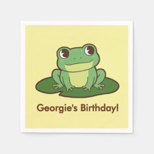 Cute Groene Kikker Verjaardagsfeestje Papieren Ser Servet