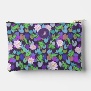 Cute Groene Kikkers Paarse Monogram Cosmetische Ta Etui