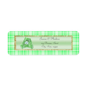 Cute Groene Konijn Baby Shower Etiket