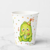 Cute Groene Monster Verjaardag Papieren Bekers (Achterkant)