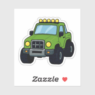 Cute groene monstertruck sticker voor kinderen