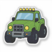 Cute groene monstertruck sticker voor kinderen (Voorkant)