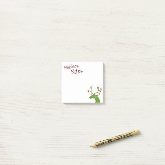 Cute Groene Rendieren Persoonlijk Post-it® Notes (Op bureau)