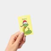 Cute groene slang met kerstmanhoed cartoon badge (Handheld)