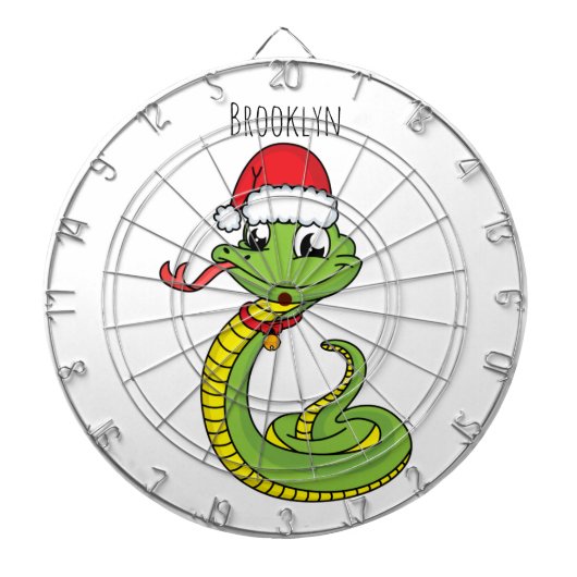 Cute groene slang met kerstmutsspr-cartoon dartbord (Voorkant)