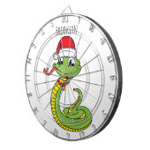 Cute groene slang met kerstmutsspr-cartoon dartbord (Voorkant Rechts)