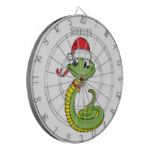 Cute groene slang met kerstmutsspr-cartoon dartbord (Voorkant Links)