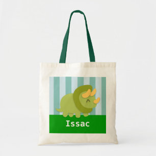 Cute Groene Triceratops Dinosaur Kinderen Boodscha Tote Bag