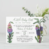 Cute Groene Tropische Vogels Koppel Baby Shower Kaart (Staand voorkant)