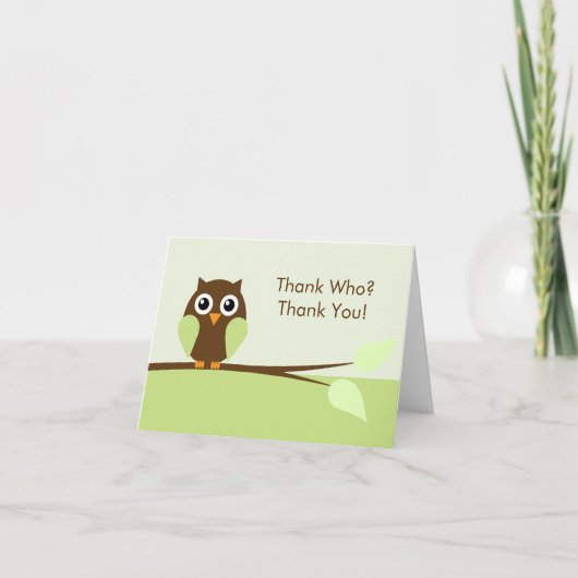 Cute Groene Uil Bedankt Kaarten (Voorkant)