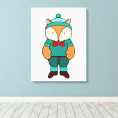 Cute groene vos canvas afdruk (Insitu (Houten vloer))