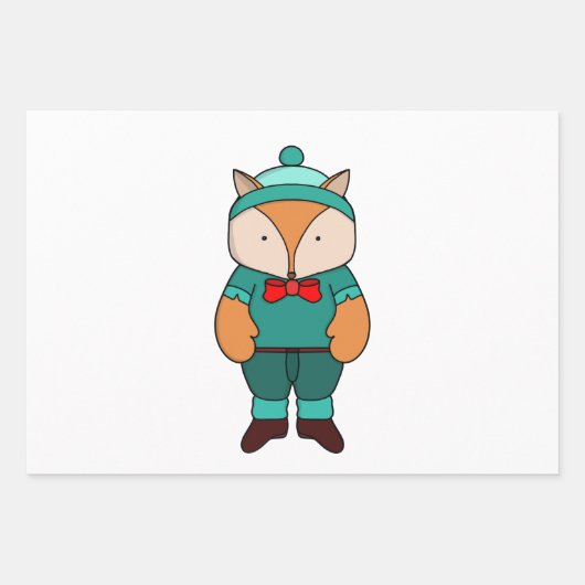 Cute groene vos inpakpapier vel (Voorkant)