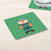 Cute groene vos kartonnen onderzetters (Schuin)