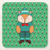 Cute groene vos kartonnen onderzetters (Voorkant)