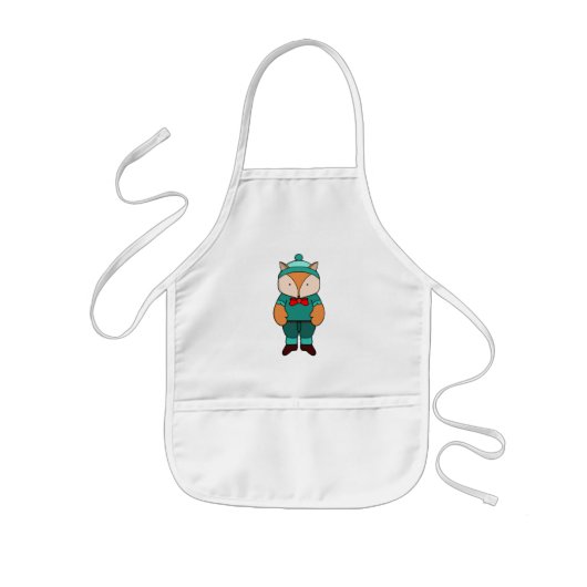Cute groene vos kinder schort (Voorkant)