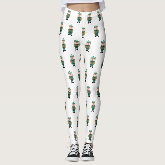 Cute groene vos leggings (Voorkant)