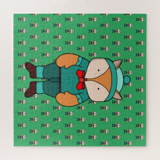 Cute groene vos legpuzzel (Horizontaal)