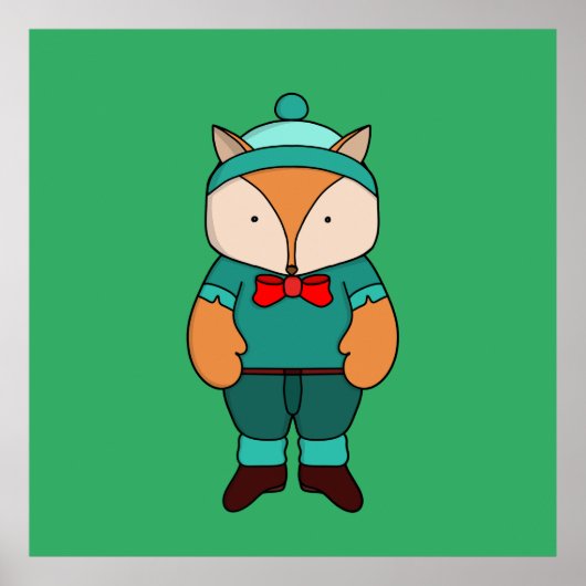 Cute groene vos poster (Voorkant)