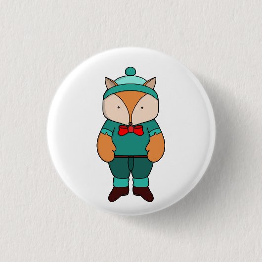 Cute groene vos ronde button 3,2 cm (Voorkant)