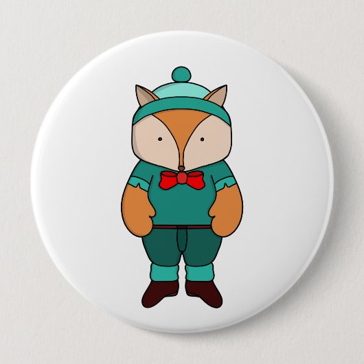 Cute groene vos ronde button 4,0 cm (Voorkant)