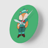 Cute groene vos ronde klok (Hoek)