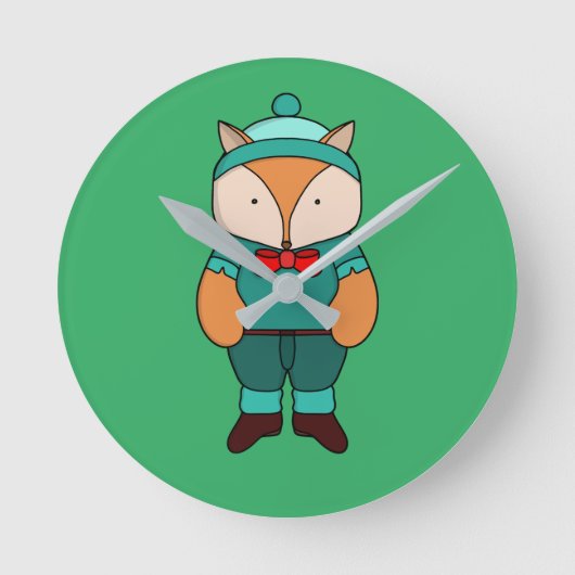 Cute groene vos ronde klok (Voorkant)