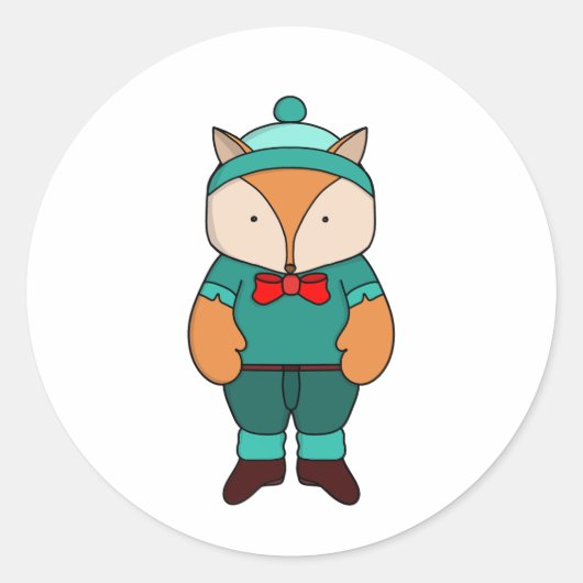 Cute groene vos ronde sticker (Voorkant)