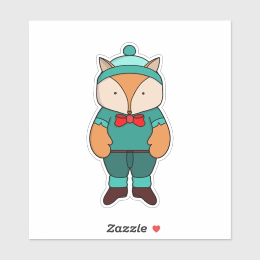 Cute groene vos sticker (Vel)